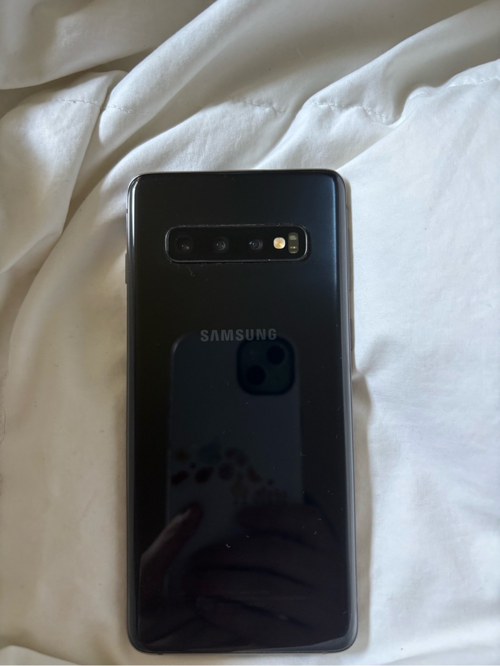 Samsung Black Glass Back Smartphone with Triple Rear Cameras